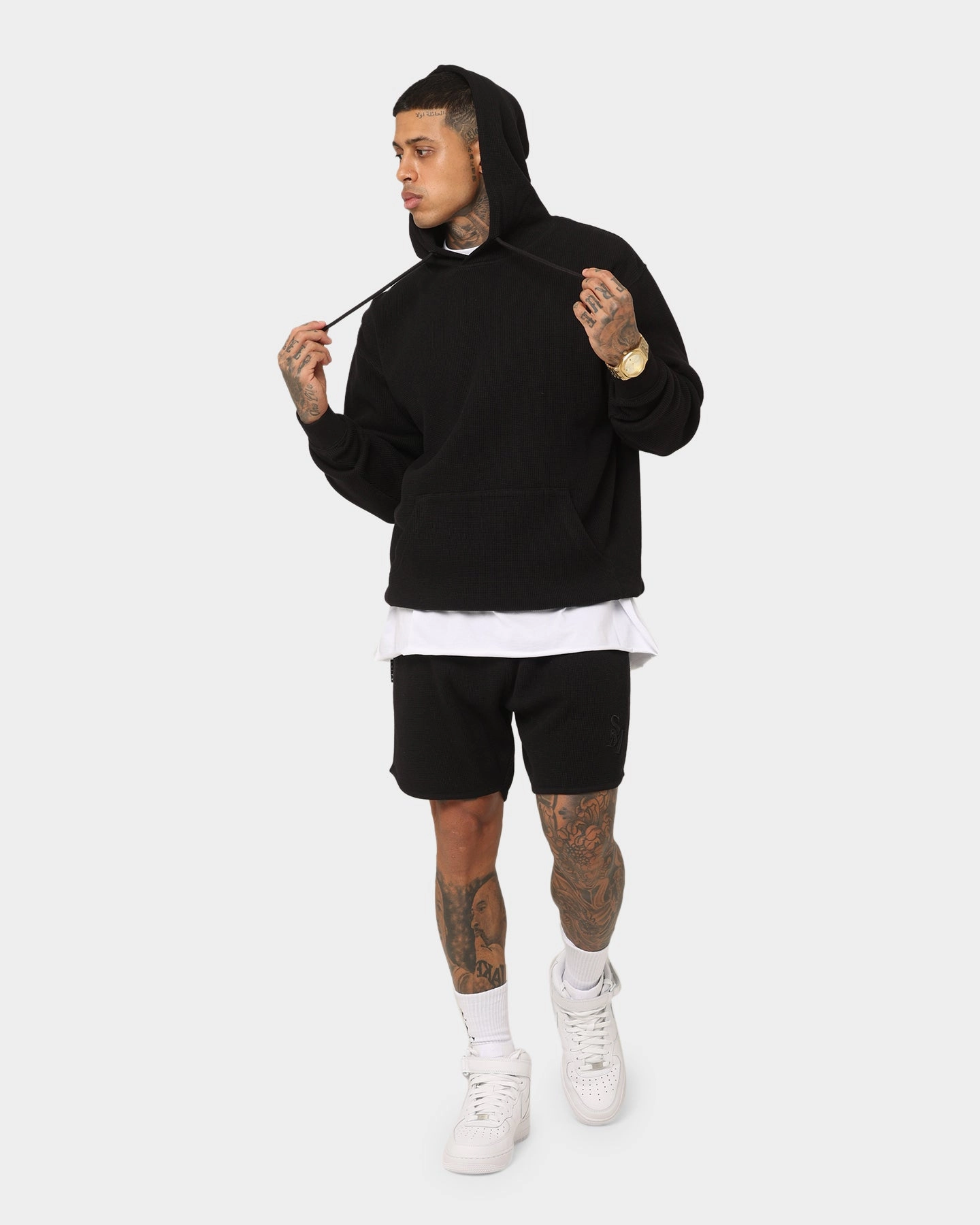 Slip Resistant Inner Grip Playful Look Saint Morta Waffle Shorts Black