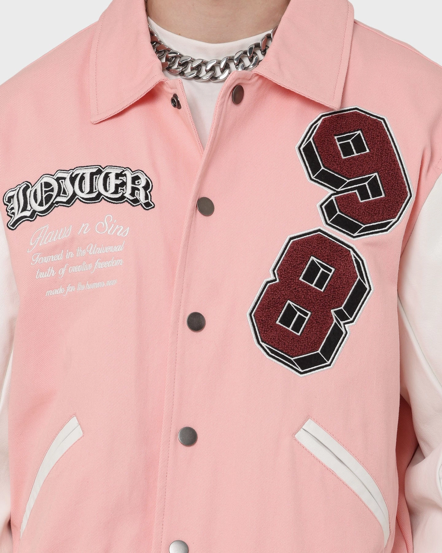 Softshell Material Loiter Human Varsity Jacket Pink