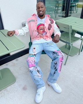 Surprise Loiter Human Varsity Jacket Pink