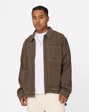 Stussy Twill Work Jacket Olive Insulated Layer Reflective