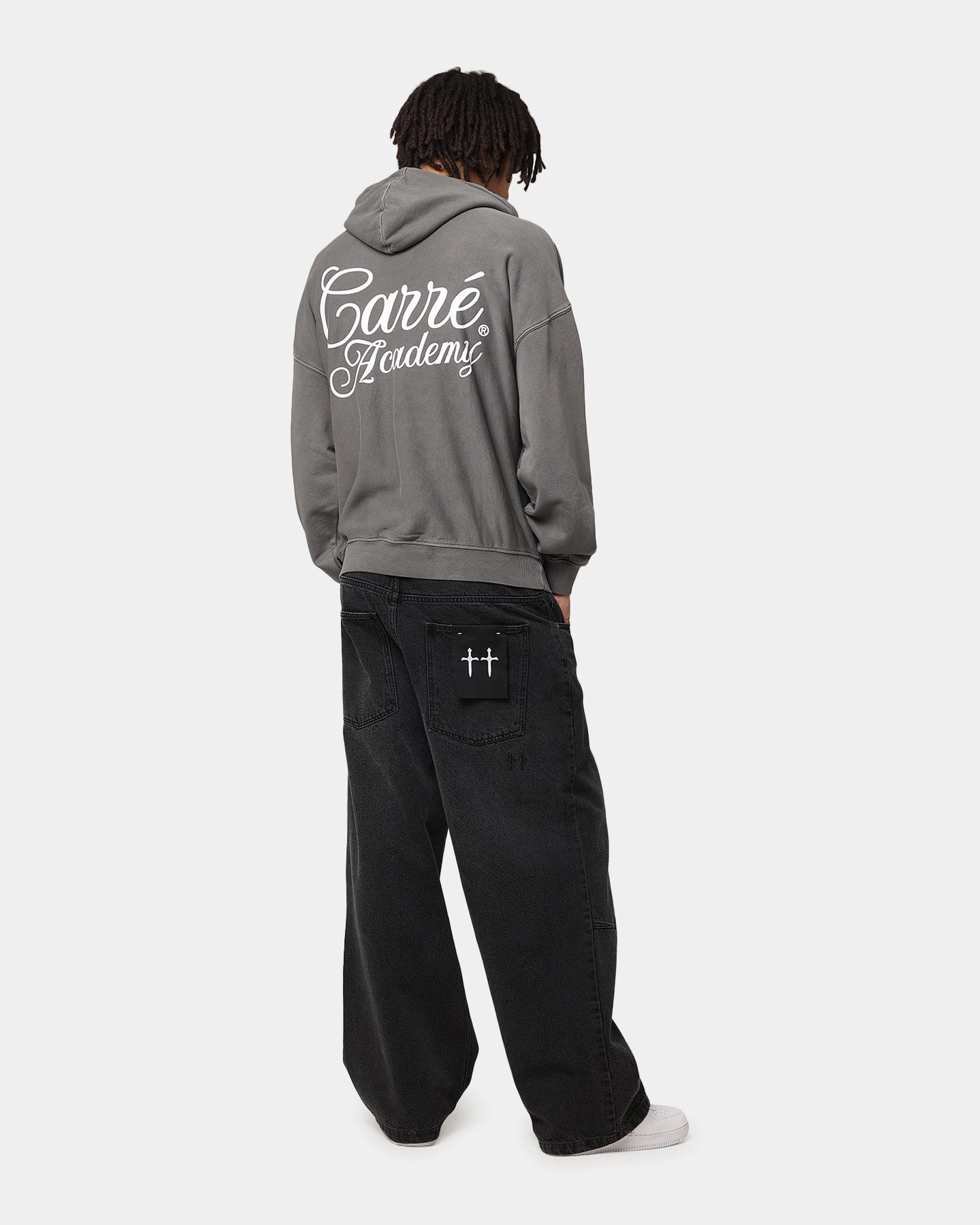 painters Wind Safe Carre Serif Hoodie Washed Charcoal