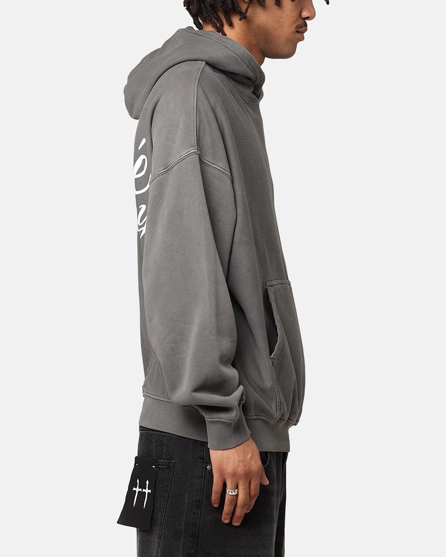 Travel Light multi-color Carre Serif Hoodie Washed Charcoal
