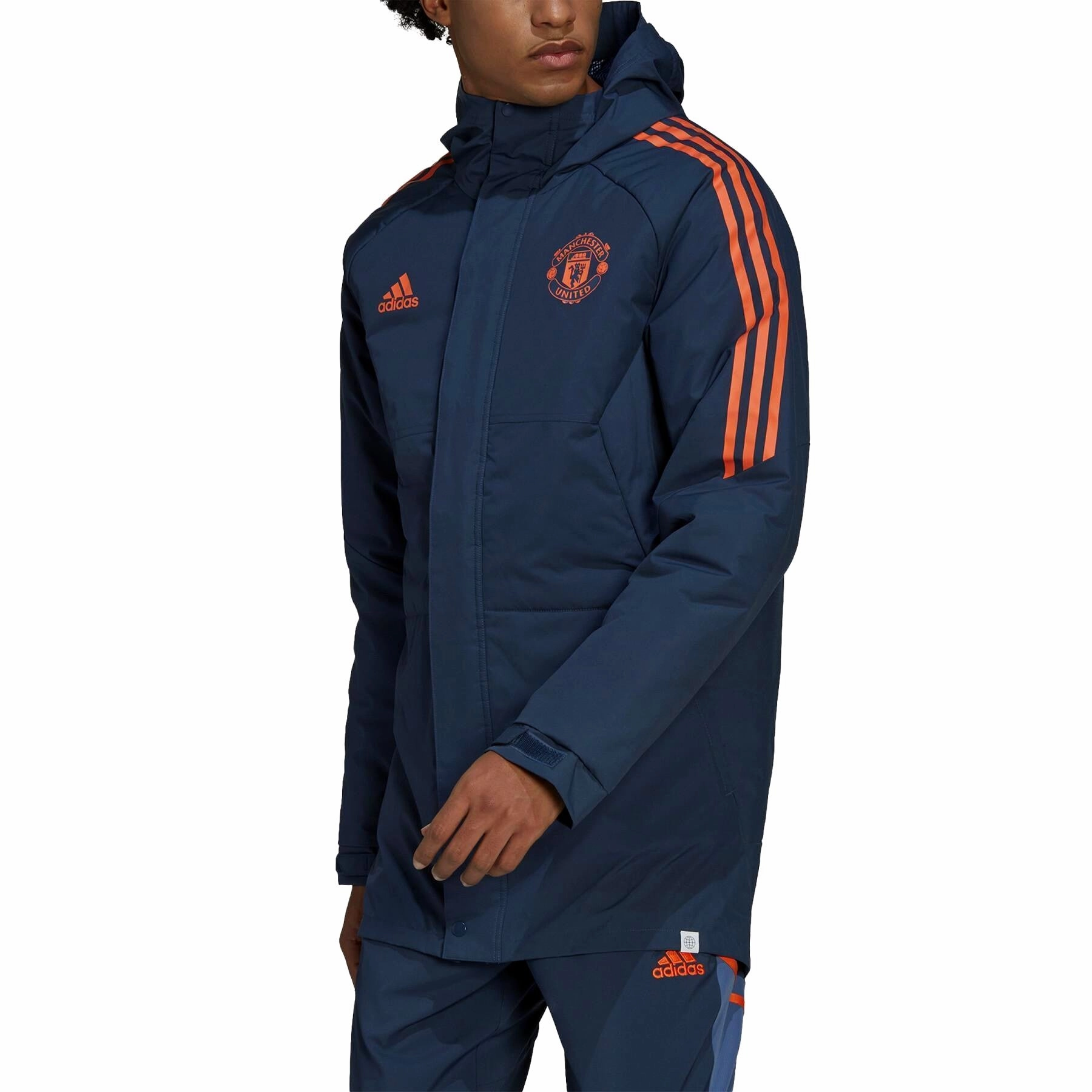 string varnish Manchester United bench parka training jacket 2022/23 blue - Adidas