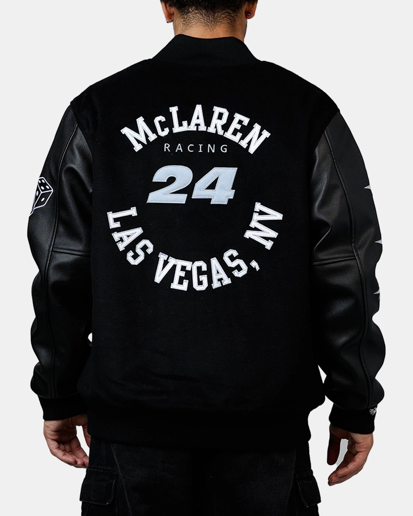 Mitchell & Ness X Mclaren 'Vegas Grad Prix 2024' Varsity Jacket Black Loose