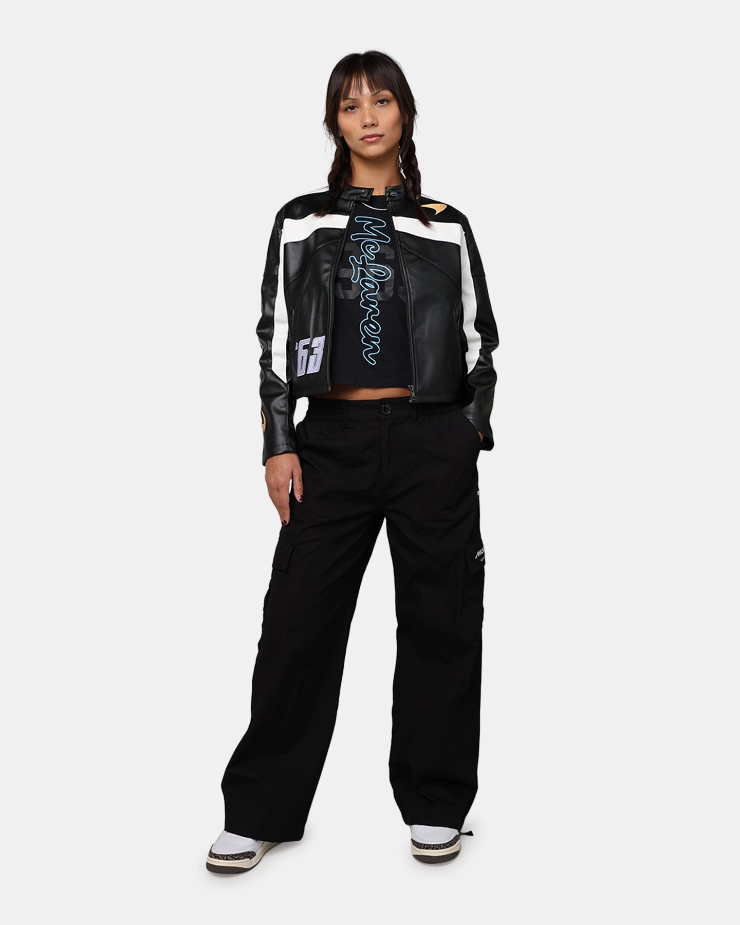 Stylish Design We Are The Wild Collective X McLaren Women's Crop Racing Jacket Black