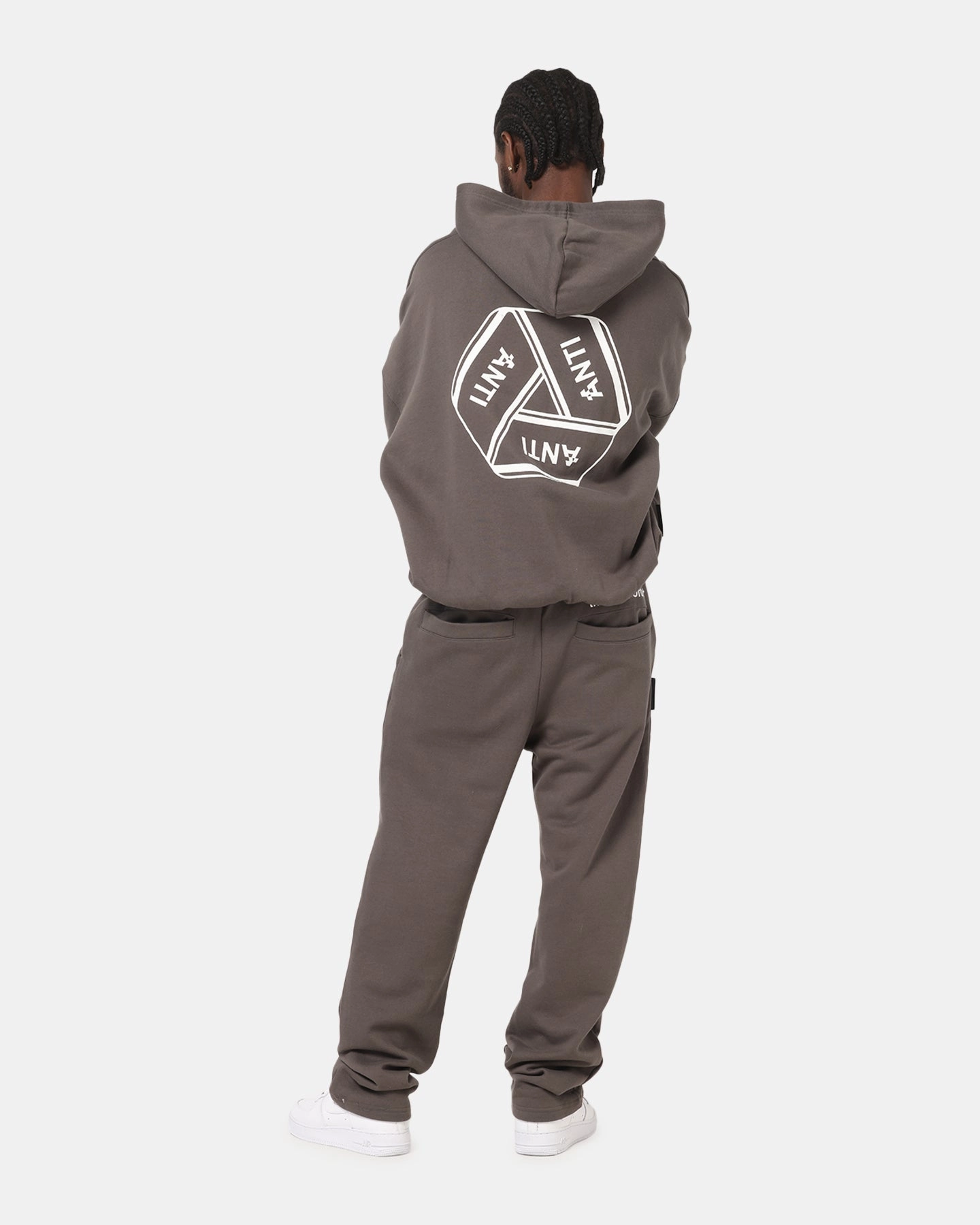 Hidden Pocket Pride wear The Anti Order Reverse Logo Hoodie Charcoal Grey
