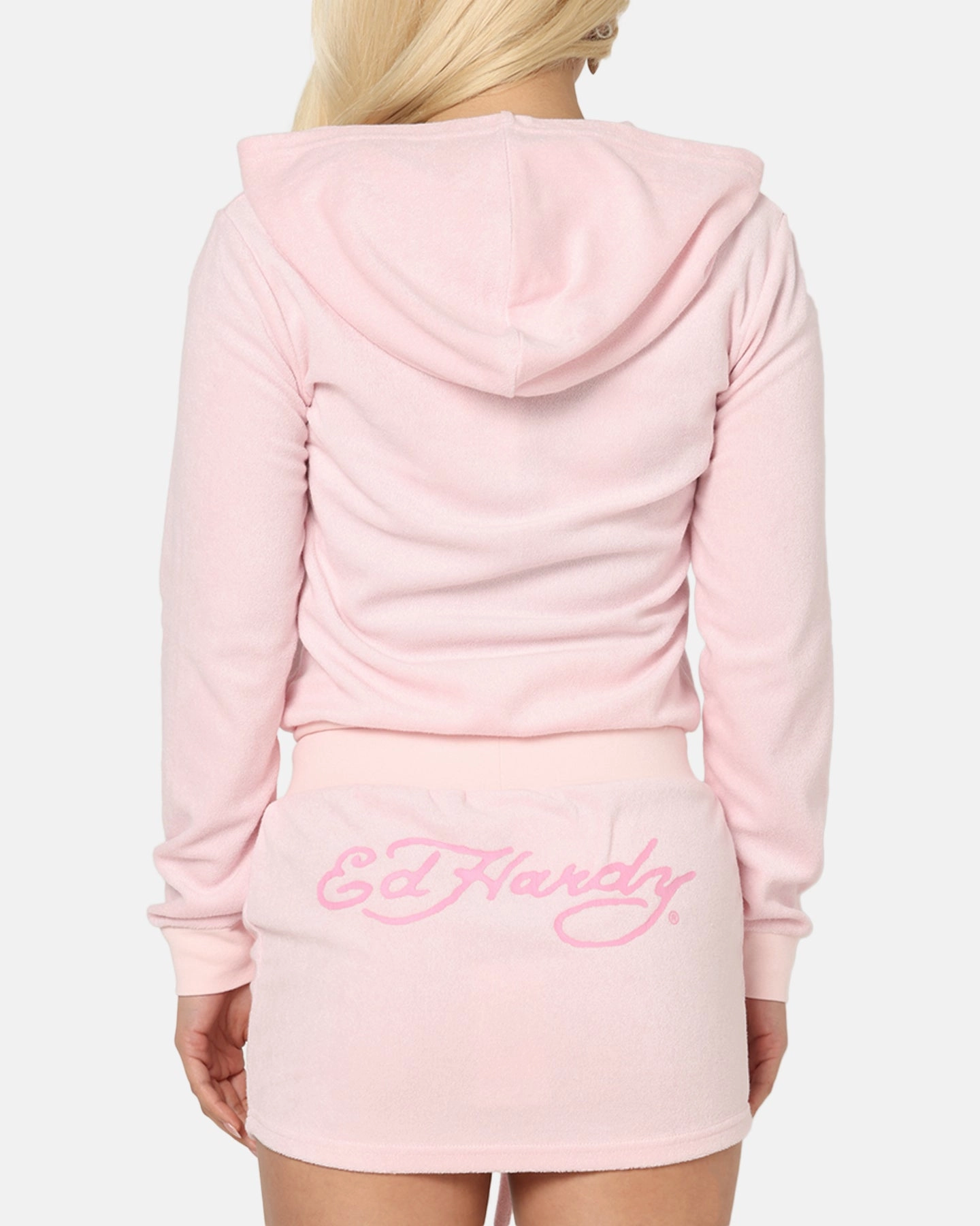 Ed Hardy Women's Lounge Hoodie Pink Lightweight Layer Soft Lining