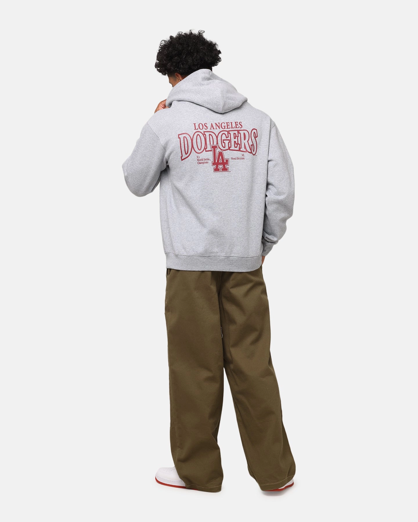 Distressed Detailing Bobcat like Majestic Athletic Los Angeles Dodgers Arch Mercer Hoodie Grey Marle