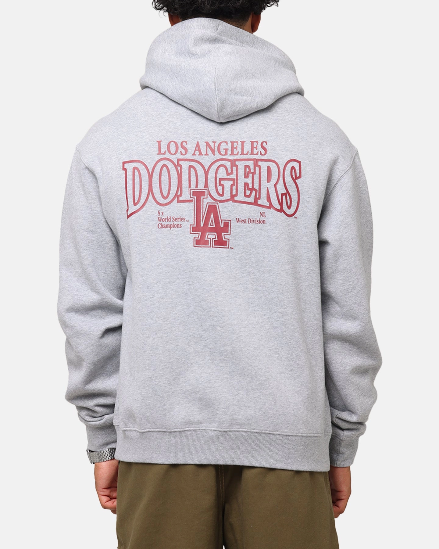 Majestic Athletic Los Angeles Dodgers Arch Mercer Hoodie Grey Marle Slim Fit Contour Holiday Wear