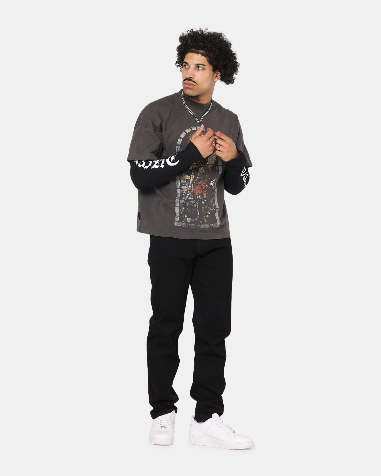 PreShrunkCotton Chic Saint Morta Kingdomcome Long Sleeve T-Shirt Washed Charcoal