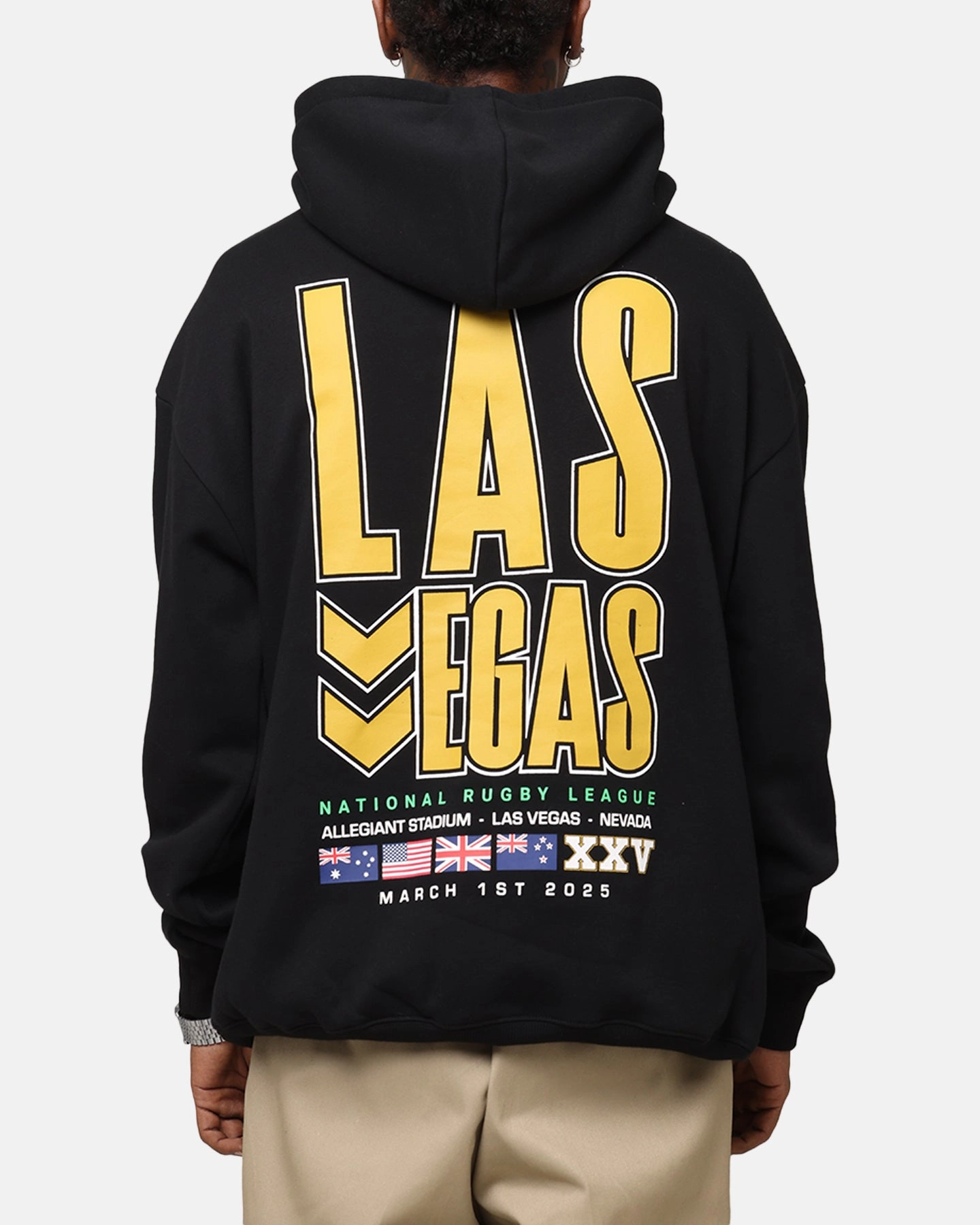 Bleacher Athletic NRL 2025 Las Vegas Round Hoodie Black Vintage Appeal