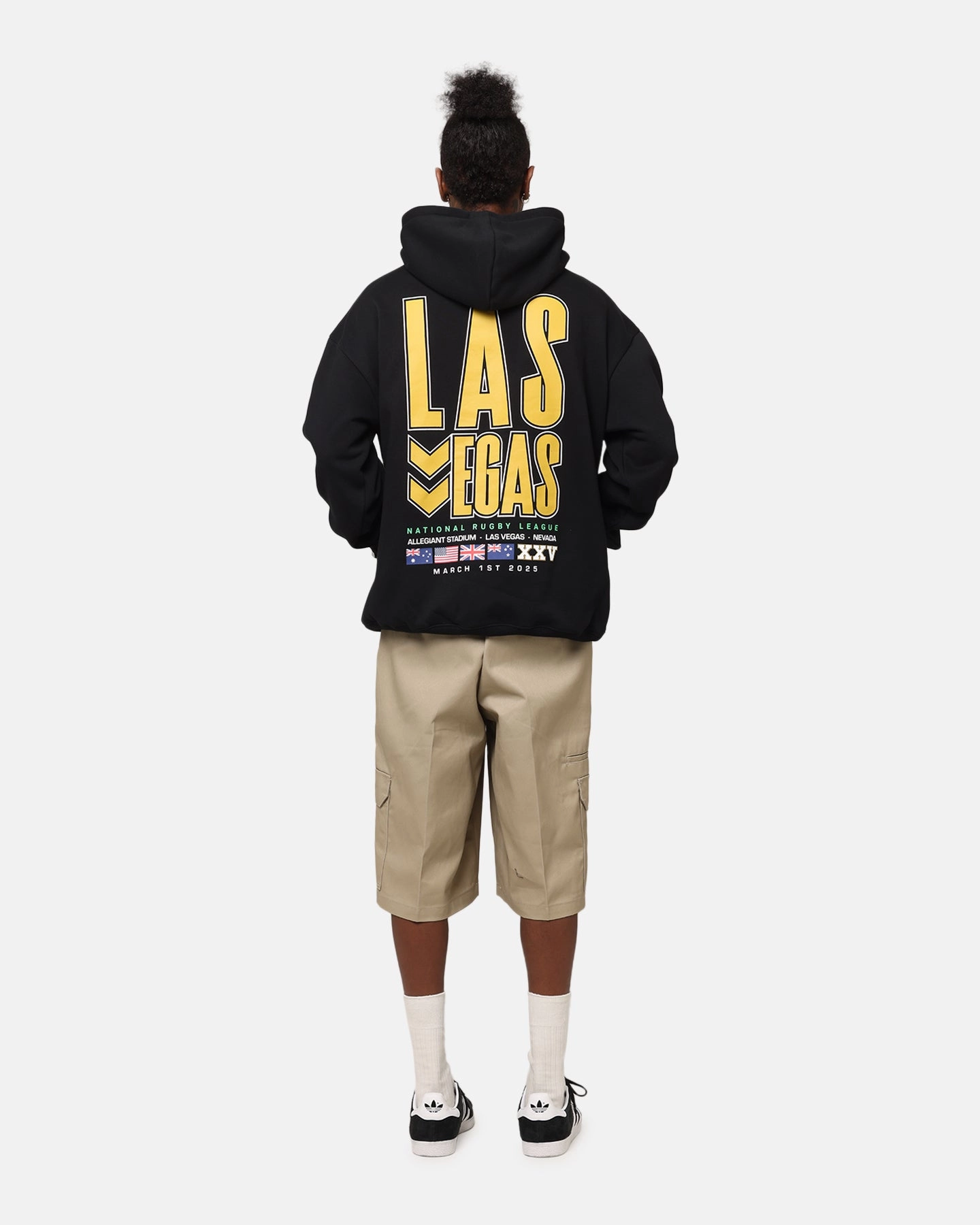 Bleacher Athletic NRL 2025 Las Vegas Round Hoodie Black Low Profile Logo