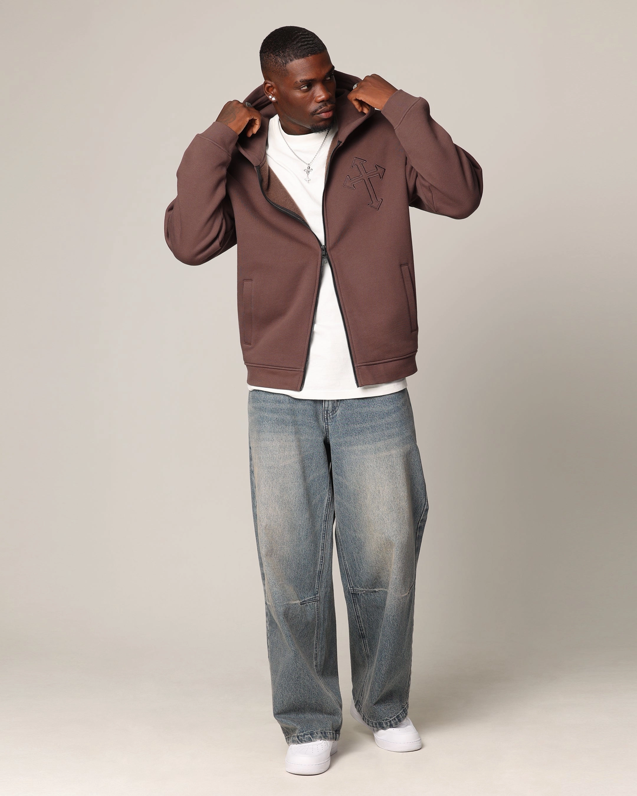 Oil Saint Morta Sorrows Zip Hoodie Chocolate