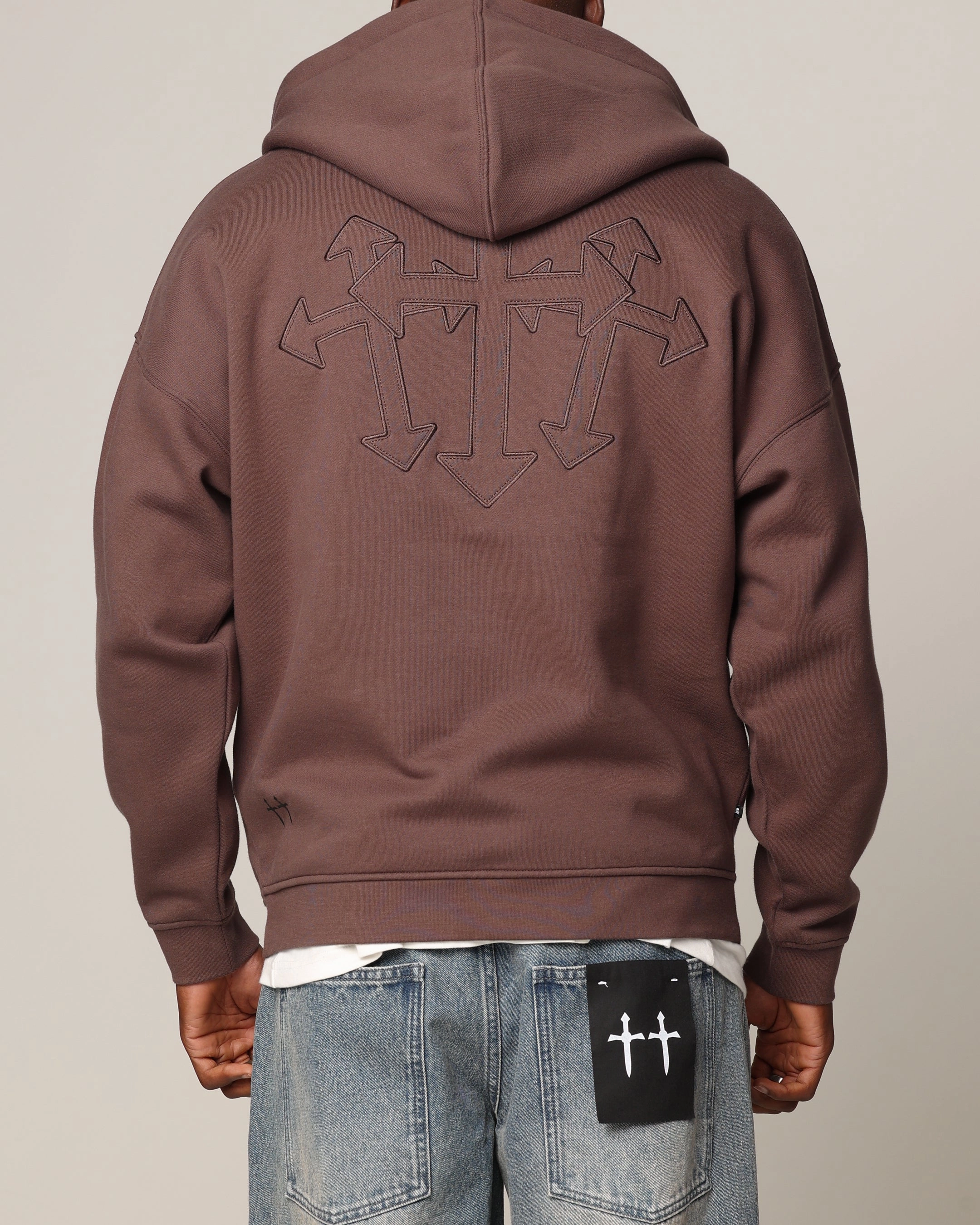 Protective Padding Taped Zipper Closures Saint Morta Sorrows Zip Hoodie Chocolate