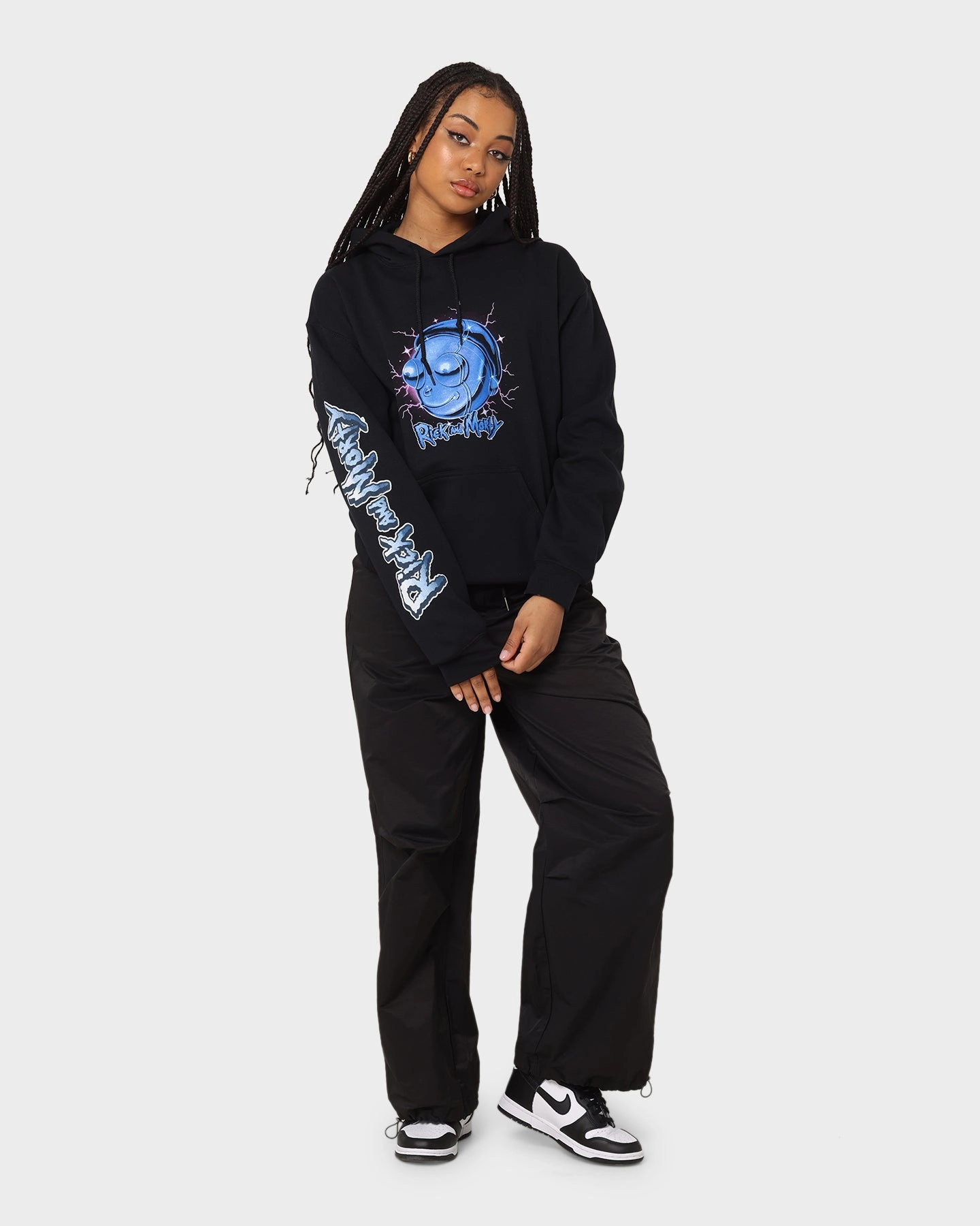 SlimFit Goat Crew X Rick And Morty Chrome Heads Hoodie Black