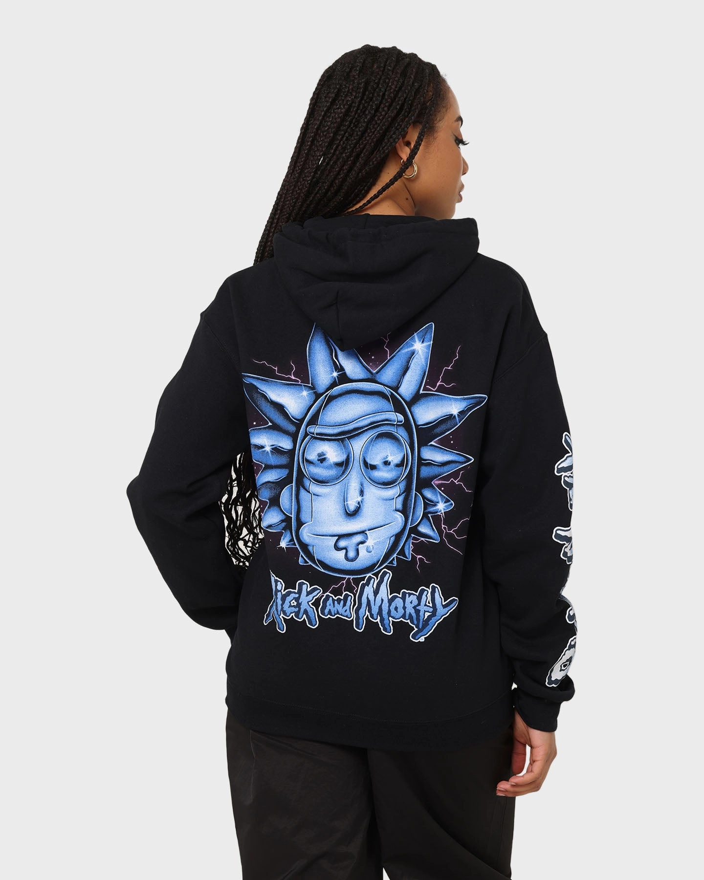 Basic Top Goat Crew X Rick And Morty Chrome Heads Hoodie Black