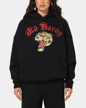 Ed Hardy Tiger Wrath Hoodie Black Comfort Fit