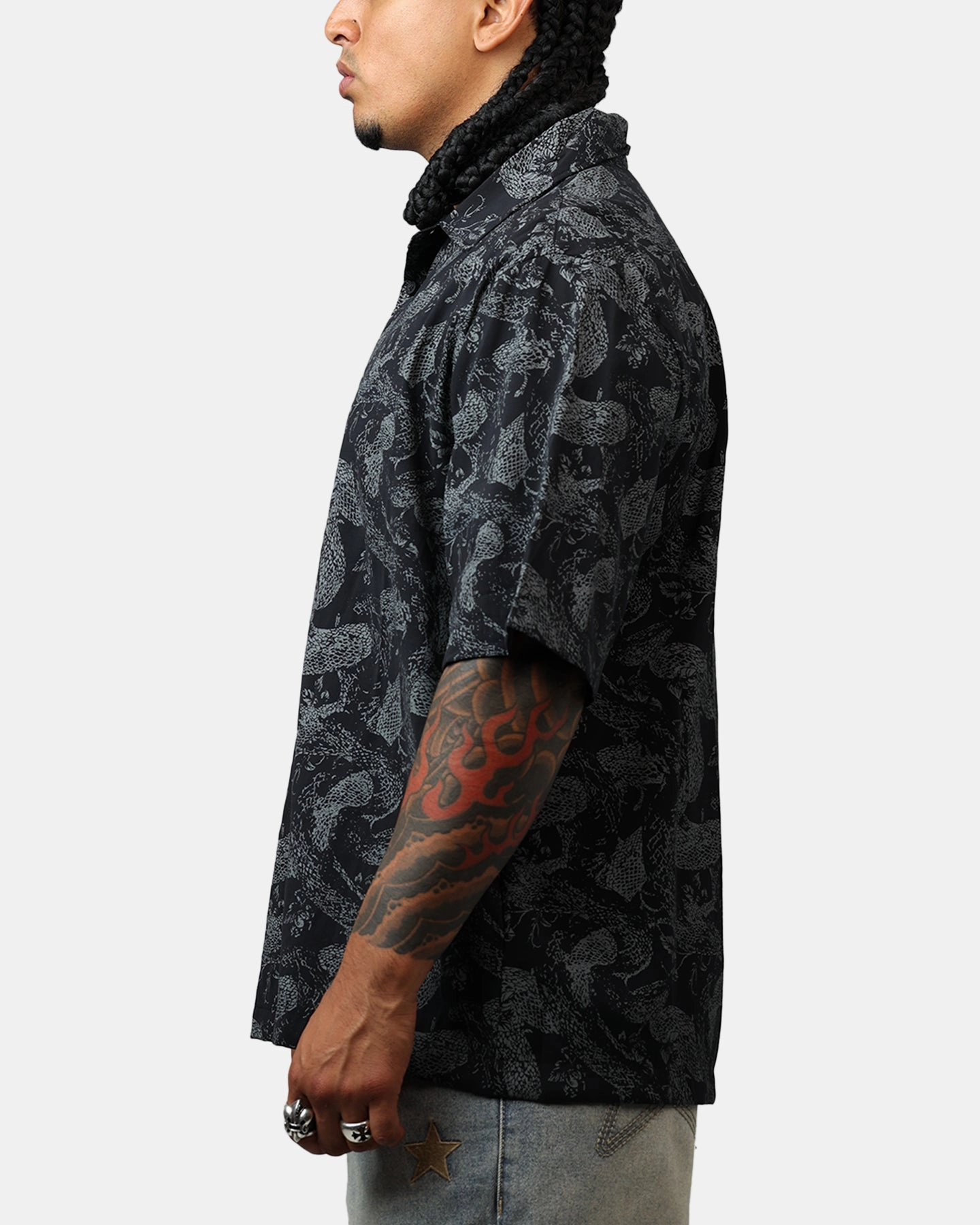 Saint Morta Year Of The Snake Button Up Shirt Black/Grey shopping spree Effortless Comfort