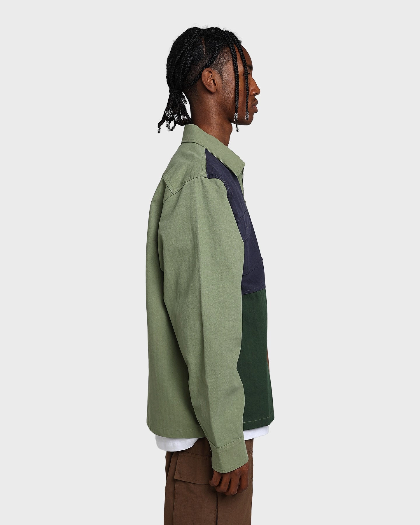 PreShrunk Cotton Blend All-Weather Comfort HUF Split Zip Work Shirt Olive
