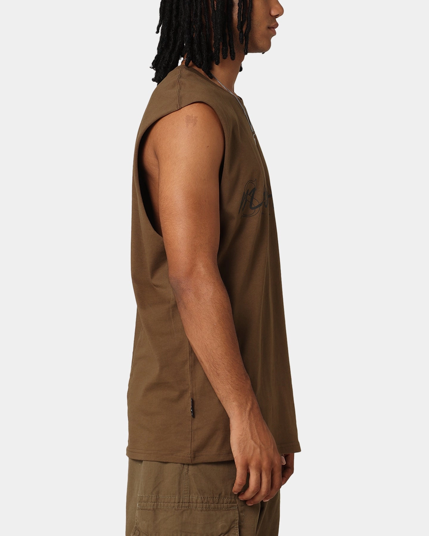 Fun and Relaxed Saint Morta Interlock Oversized Muscle T-Shirt Army Green