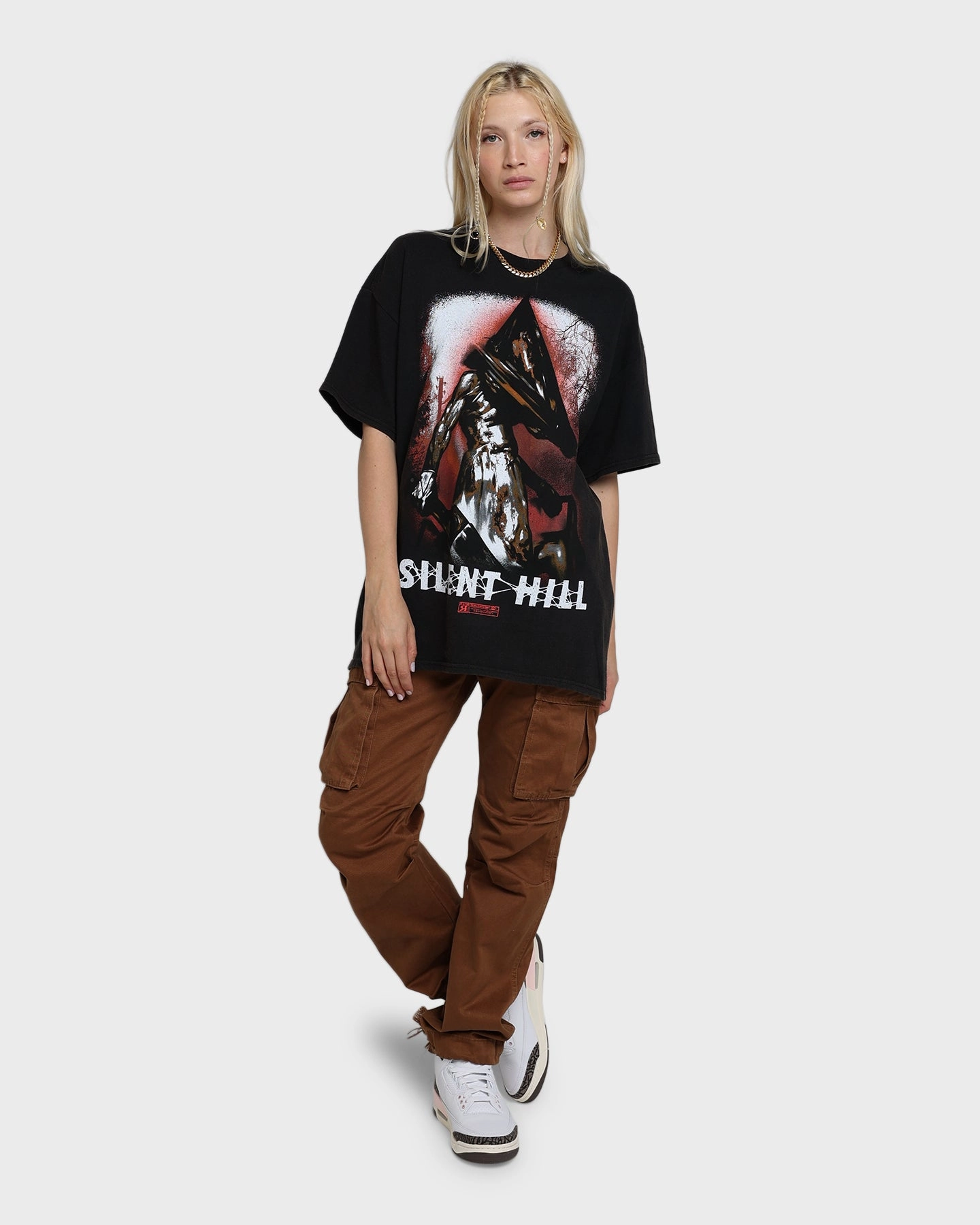 ZeroWaste Production comfortable top Rats Get Fat X Silent Hill Pyramid Head Vintage T-Shirt Black Wash