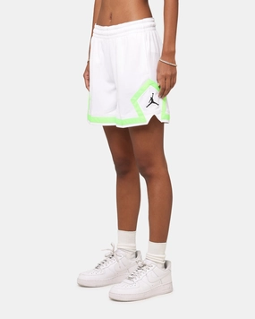 dress shorts men's fashion Jordan Women's Dr-FIT 4" Sport Diamond Shorts White/White/Green