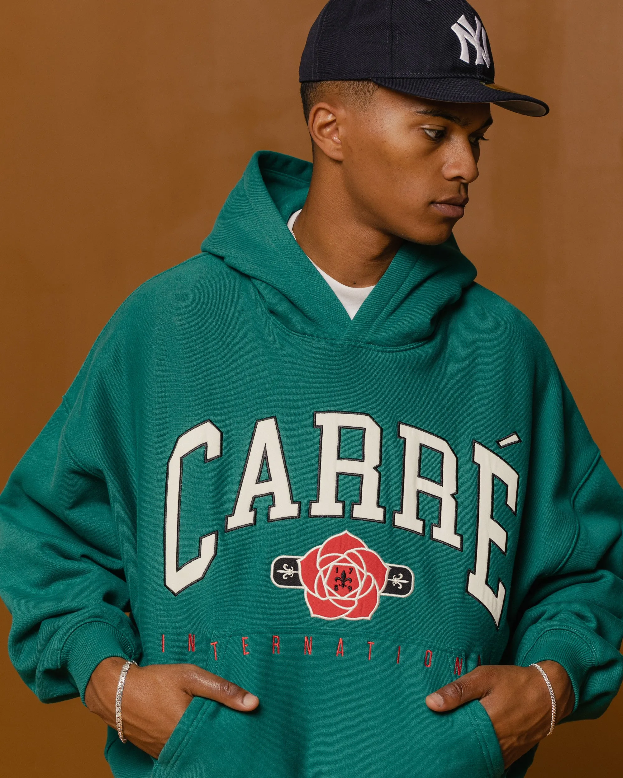 Carre Rose International Oversized Hoodie Dark Teal Urban Designer