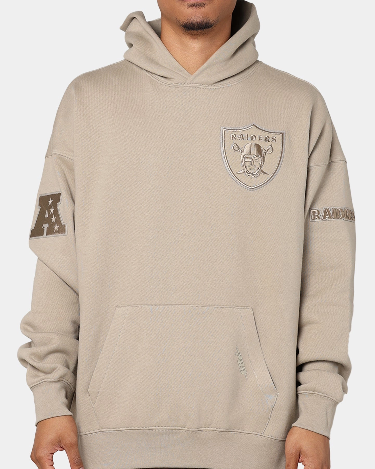 Pro Standard Las Vegas Raiders Drop Shoulder Hoodie Taupe Faux Fur Cool Fit