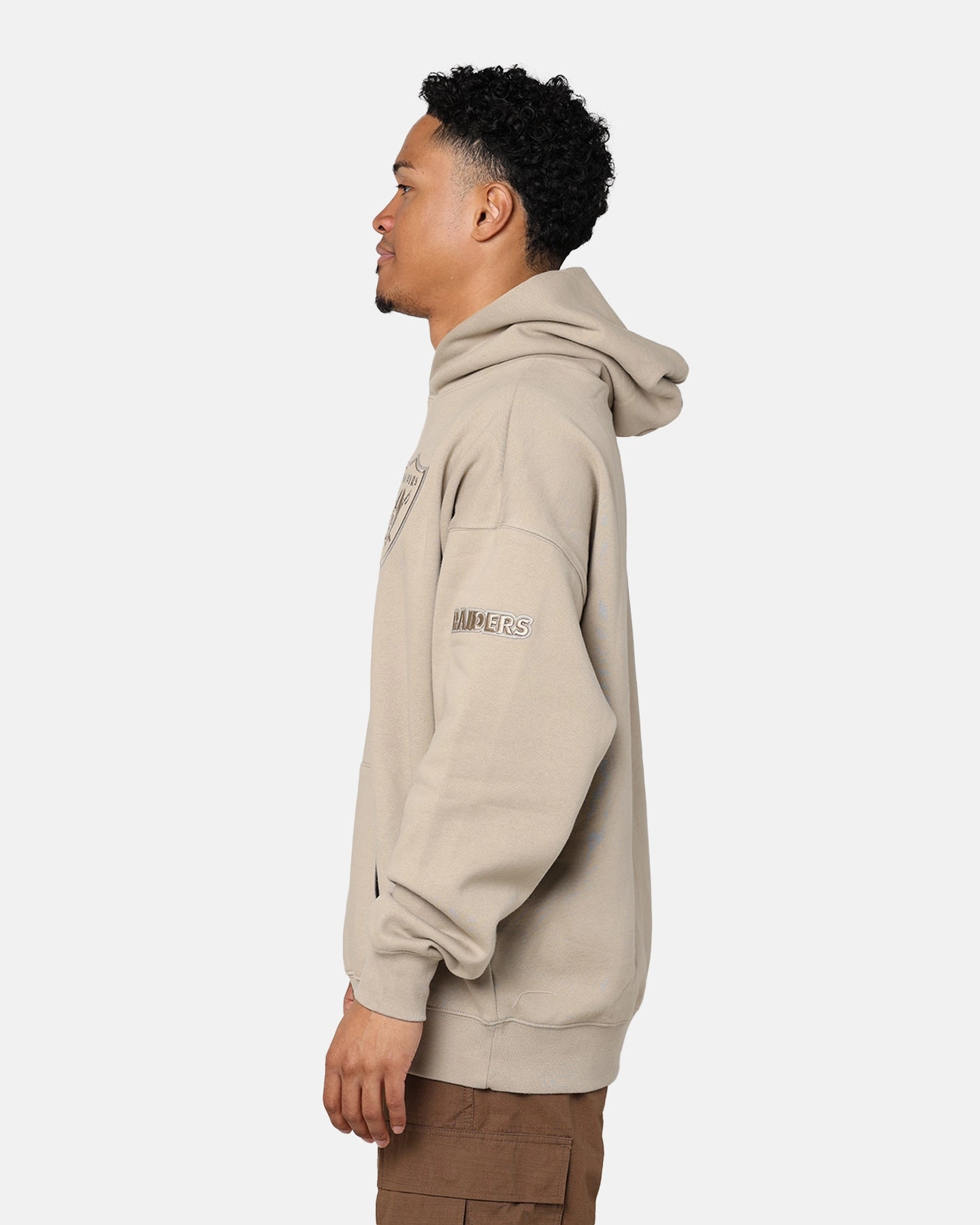 Pro Standard Las Vegas Raiders Drop Shoulder Hoodie Taupe outdoor barbecue