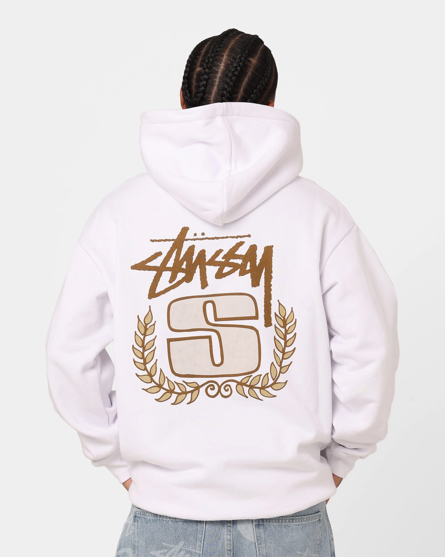 Athletic Fit Stussy S Wreath Hoodie White