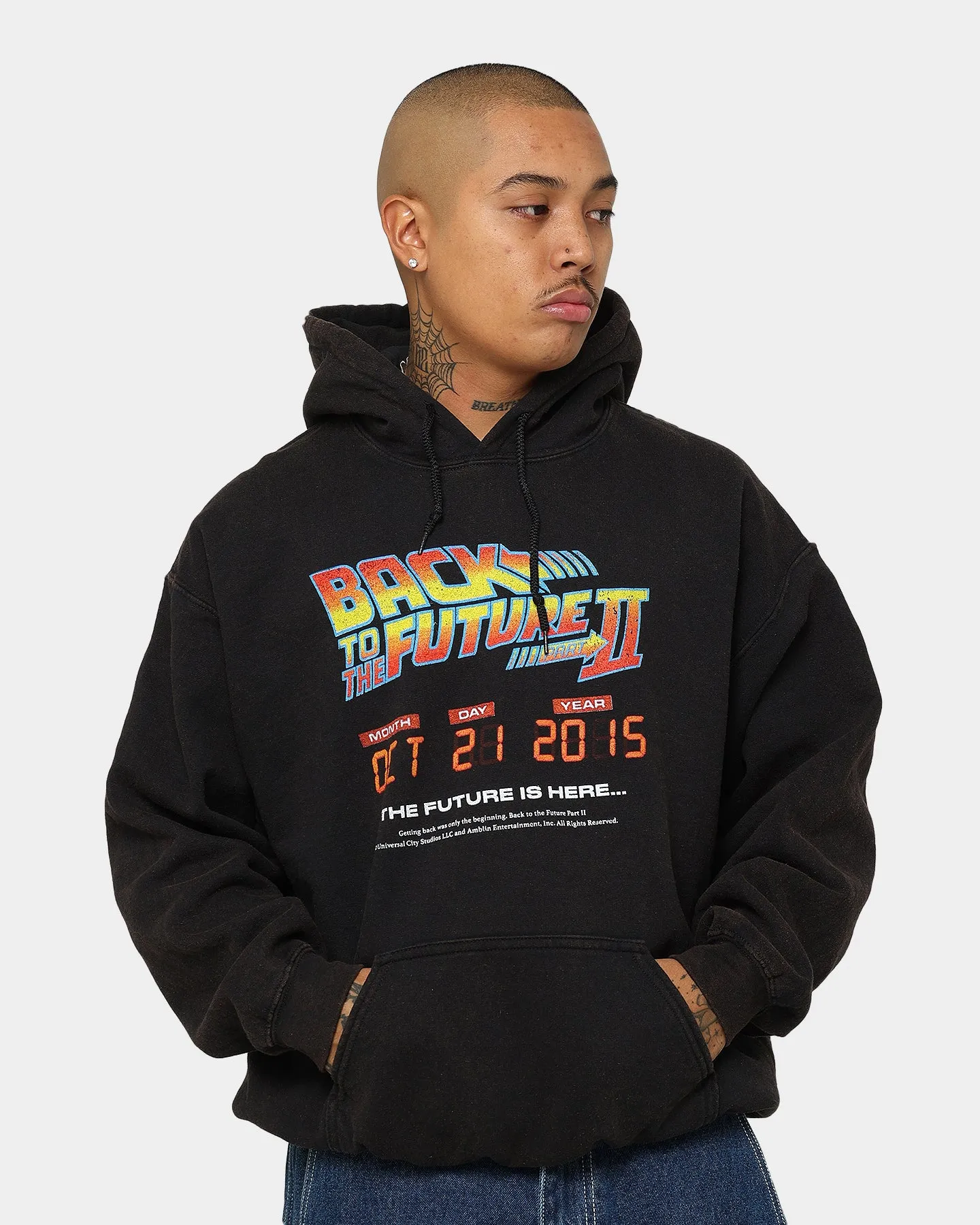 humid morning American Thrift X Back To The Future Back To The Future 2 Vintage Hoodie Washed Black