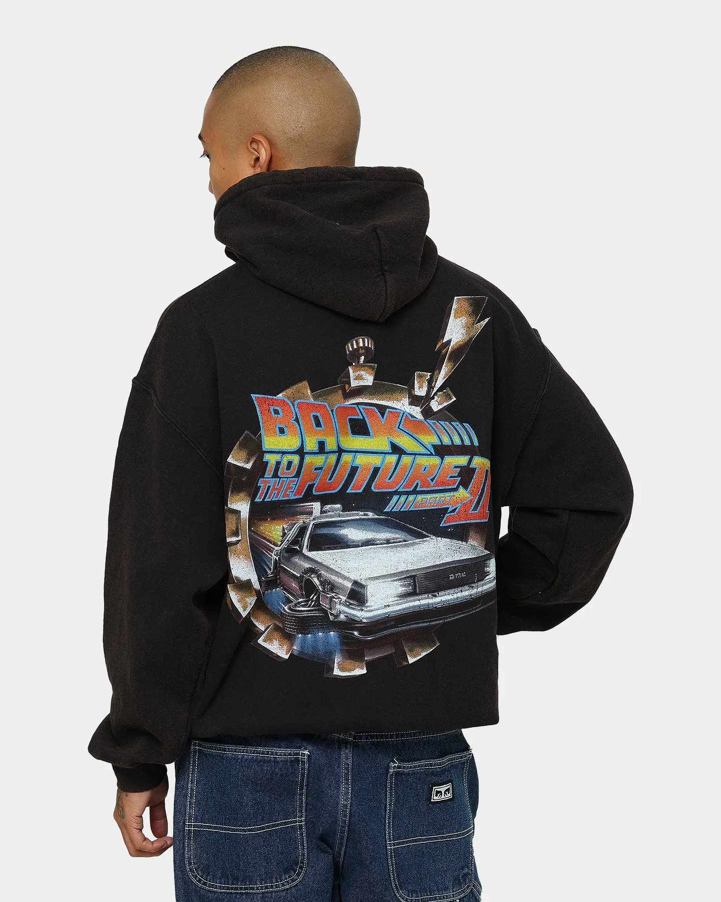 American Thrift X Back To The Future Back To The Future 2 Vintage Hoodie Washed Black Skiing