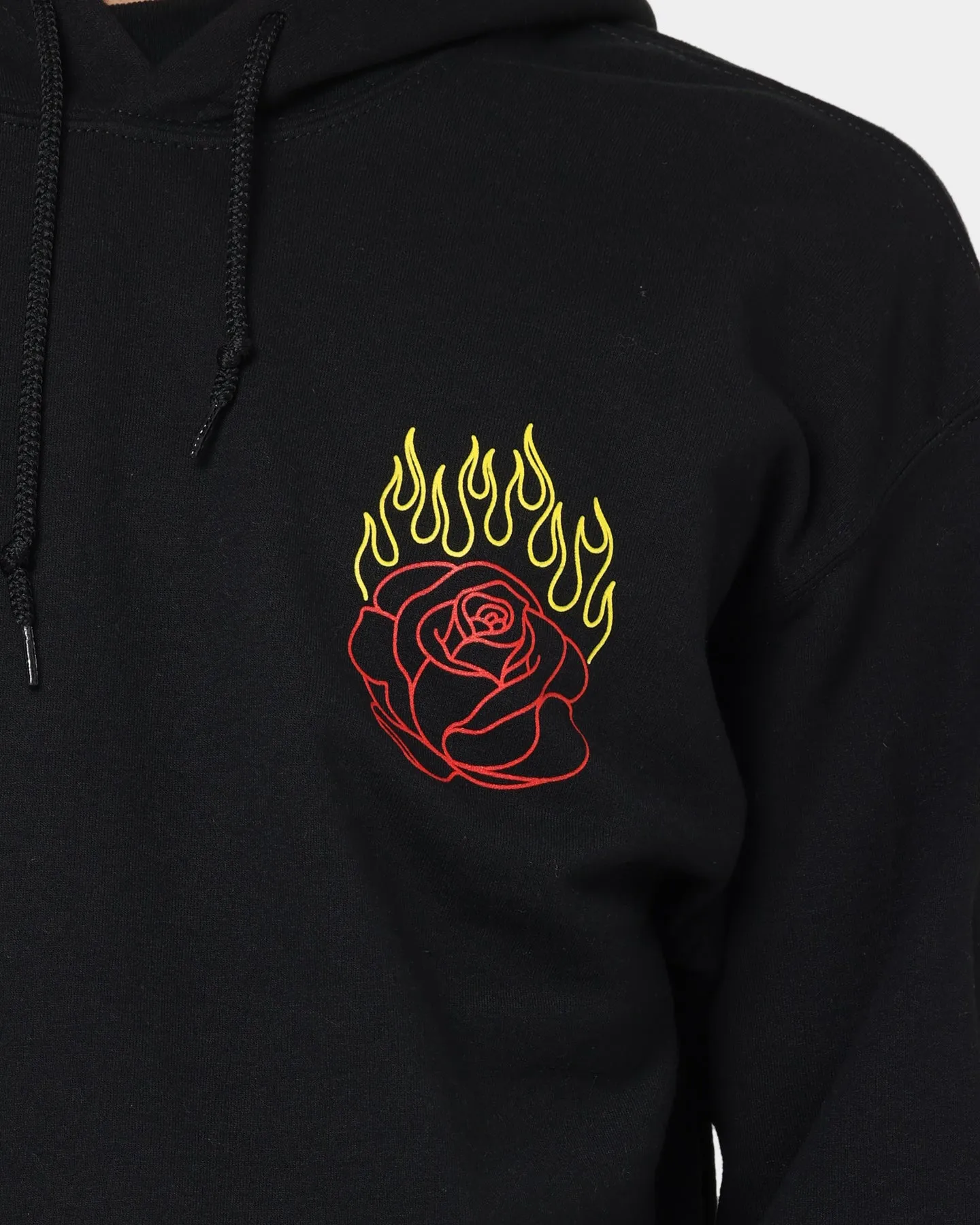 Stretchy UltraThinLayer Goat Crew Fire Rose Hoodie Black