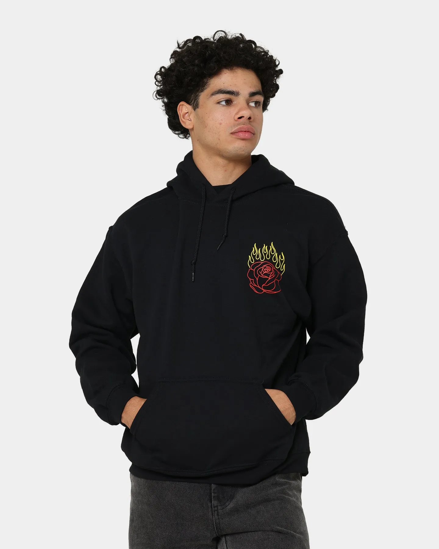 Conquer Involve Goat Crew Fire Rose Hoodie Black