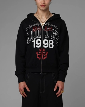 Loiter Drop Out Zip Hoodie Black birthday celebration Multi Pocket System