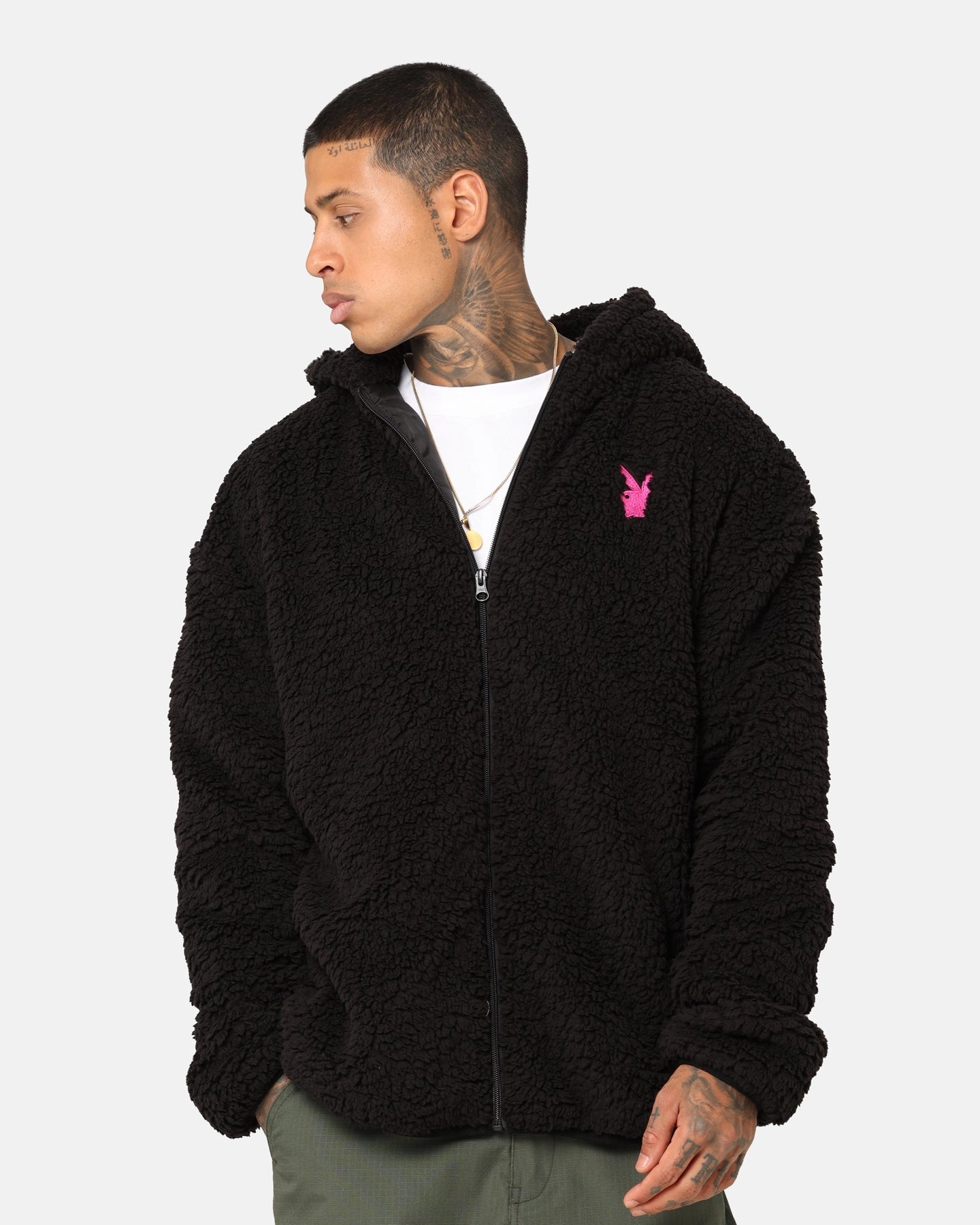 Playboy Bunny O Sherpa Jacket Black Transform Convertible Design