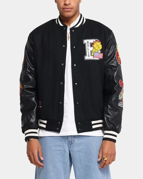anti static MultiPocketDesign Mitchell & Ness Chicago Bulls Ignite Champions Varsity Jacket Black