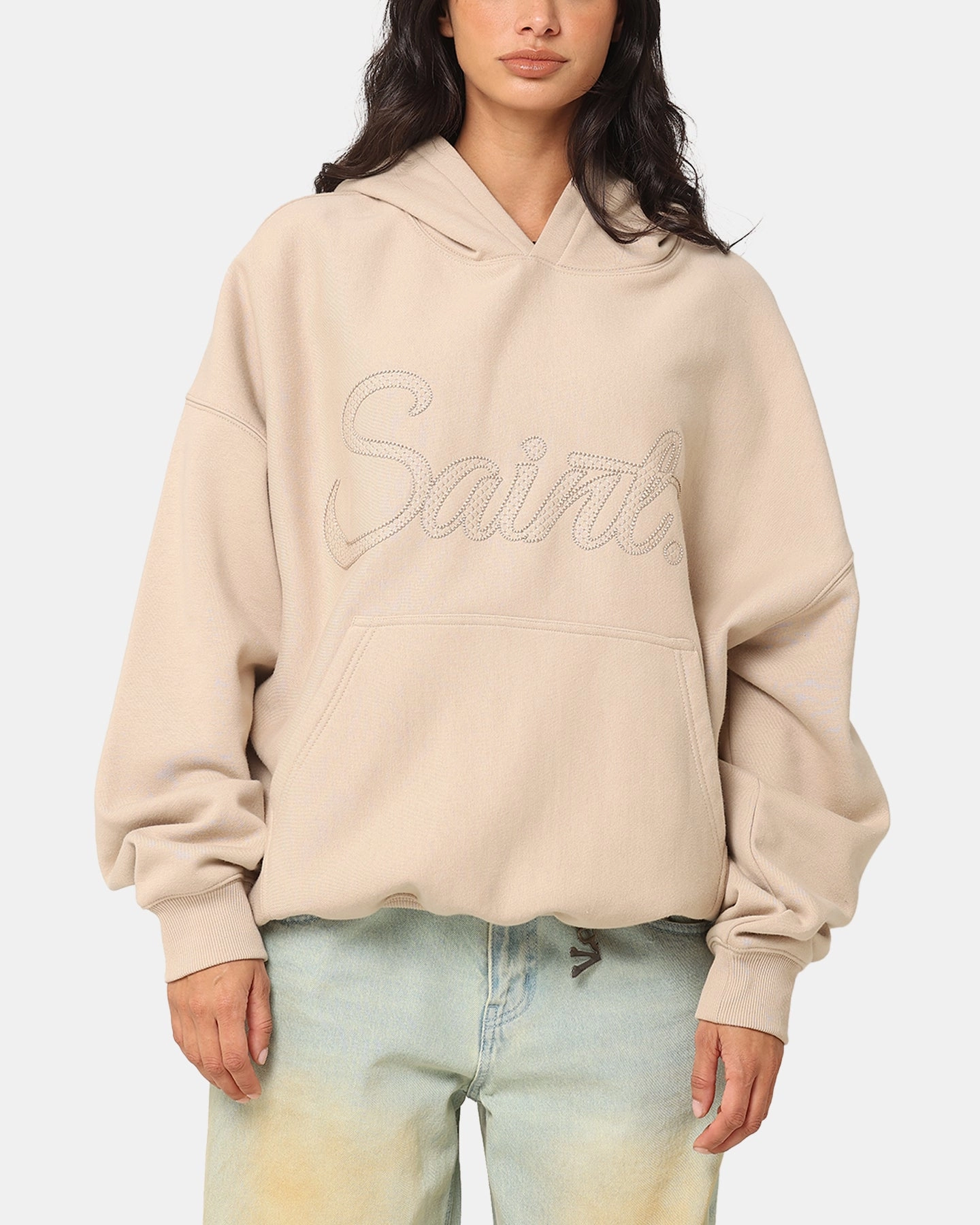 Saint Morta Scribere Premium Hoodie Stone Non Restrictive Fit