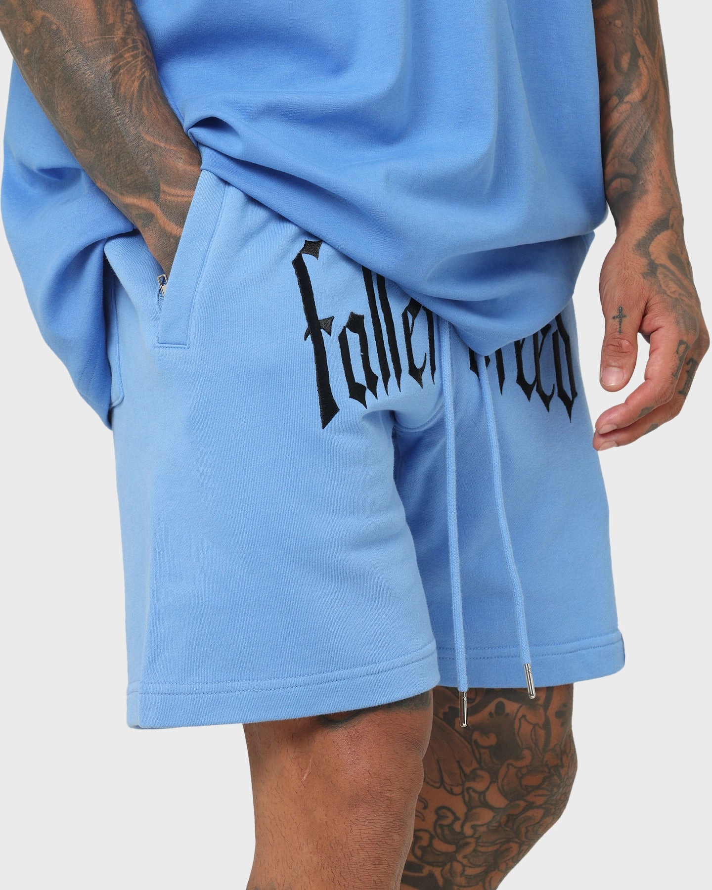 Fallen Breed Logo Sweat Shorts Carolina Blue Sweat Wicking Lining Everyday Outfit