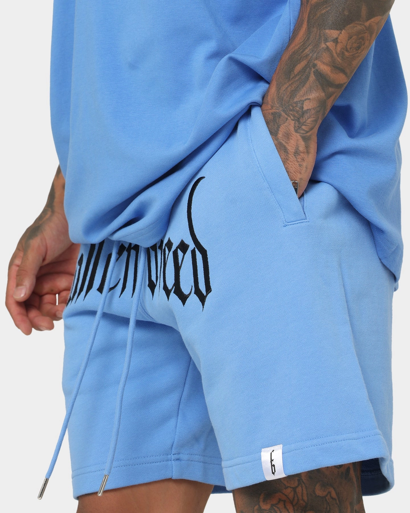 Casual Elegance Move Friendly Fallen Breed Logo Sweat Shorts Carolina Blue