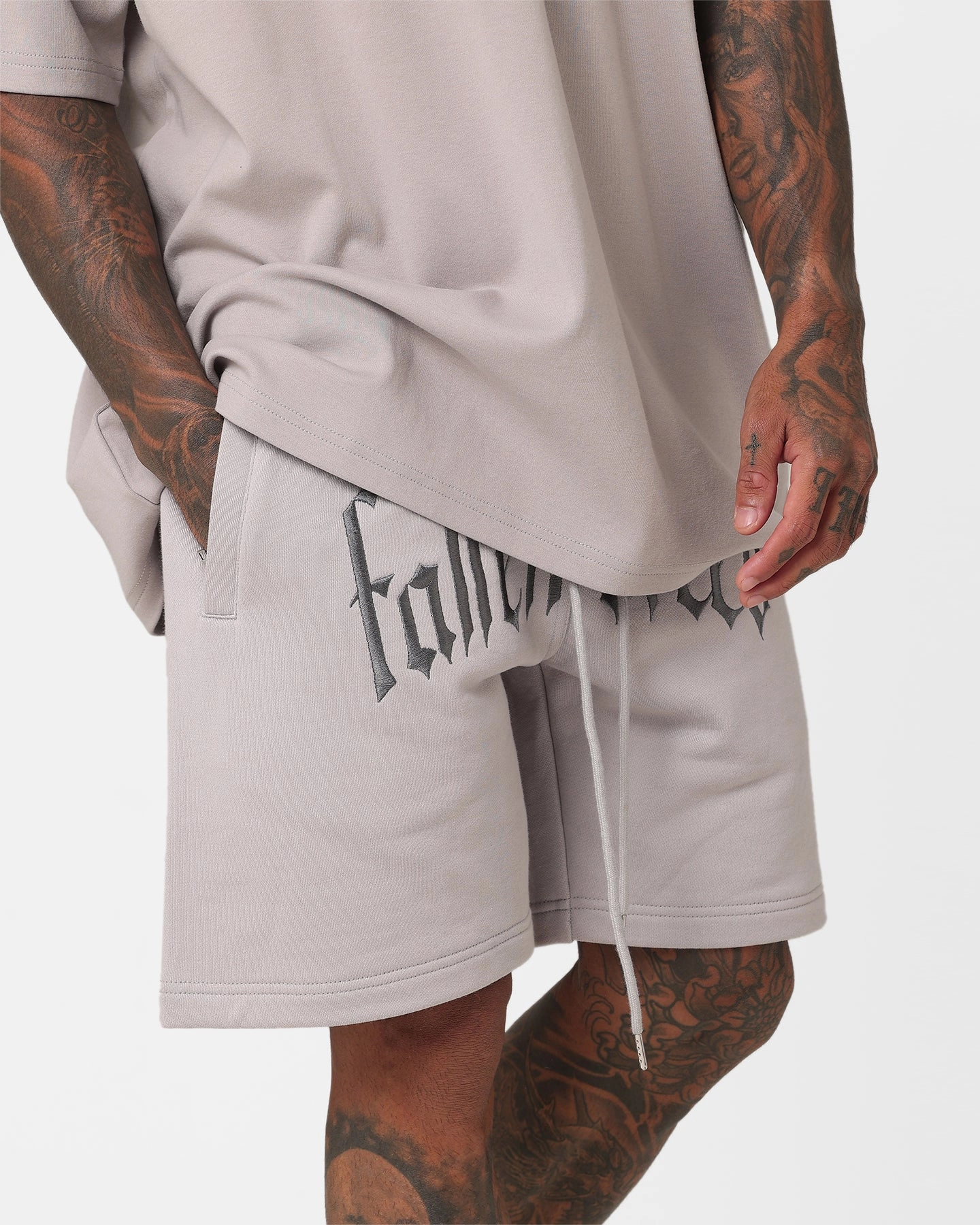 Classic Appeal Stain Release Finish Fallen Breed Logo Sweat Shorts Light Grey