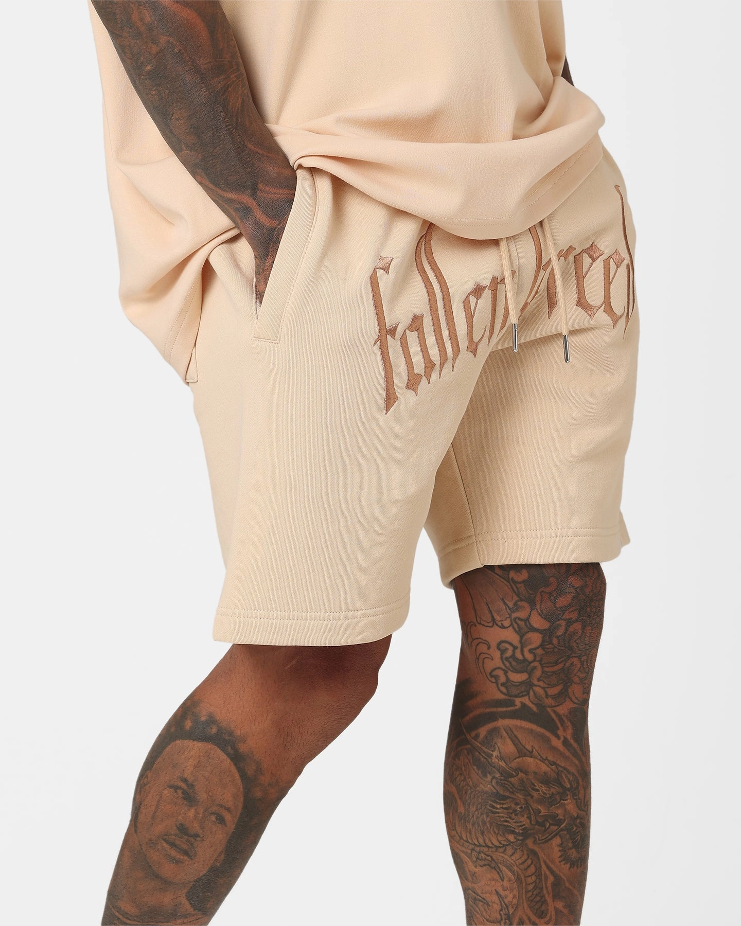 beach goers Fallen Breed Logo Sweat Shorts Nude