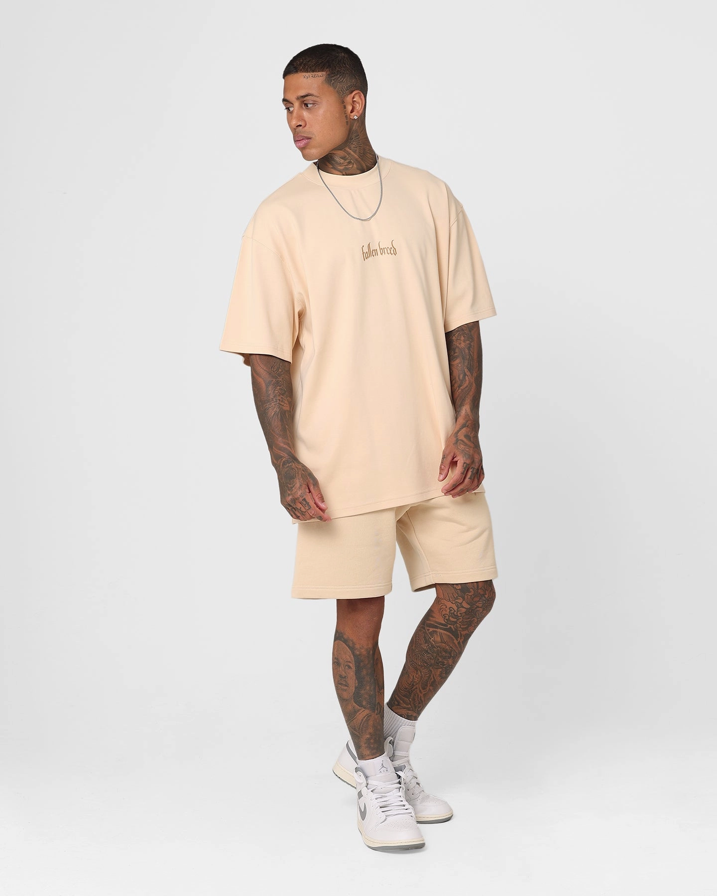 Fallen Breed Logo Sweat Shorts Nude jumpsuit