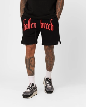 Non Restrictive Fit jewelry Fallen Breed Puff Logo Zip Sweat Shorts Black/Red