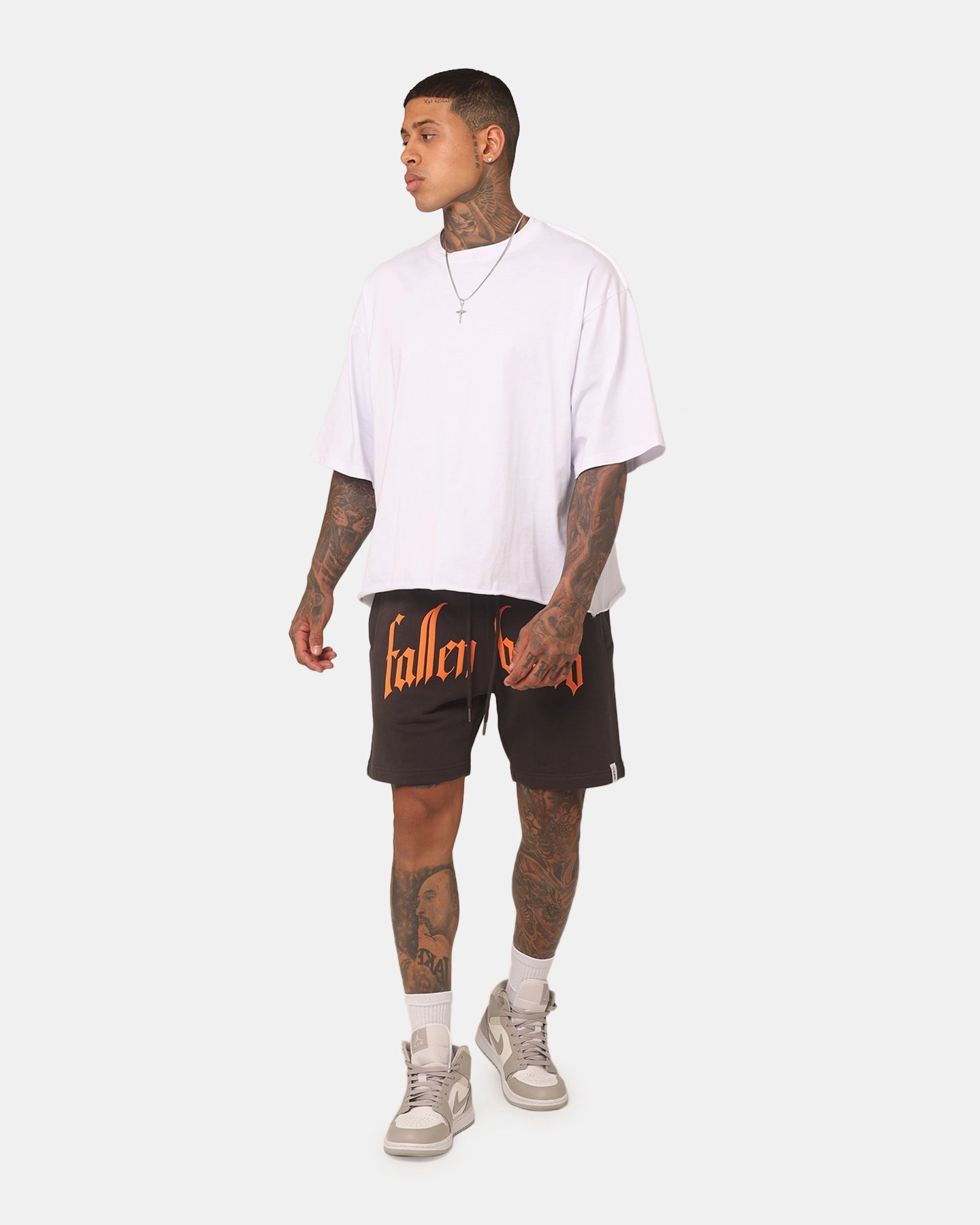 ReinforcedStressPoints Fallen Breed Puff Logo Zip Sweat Shorts Charcoal/Orange