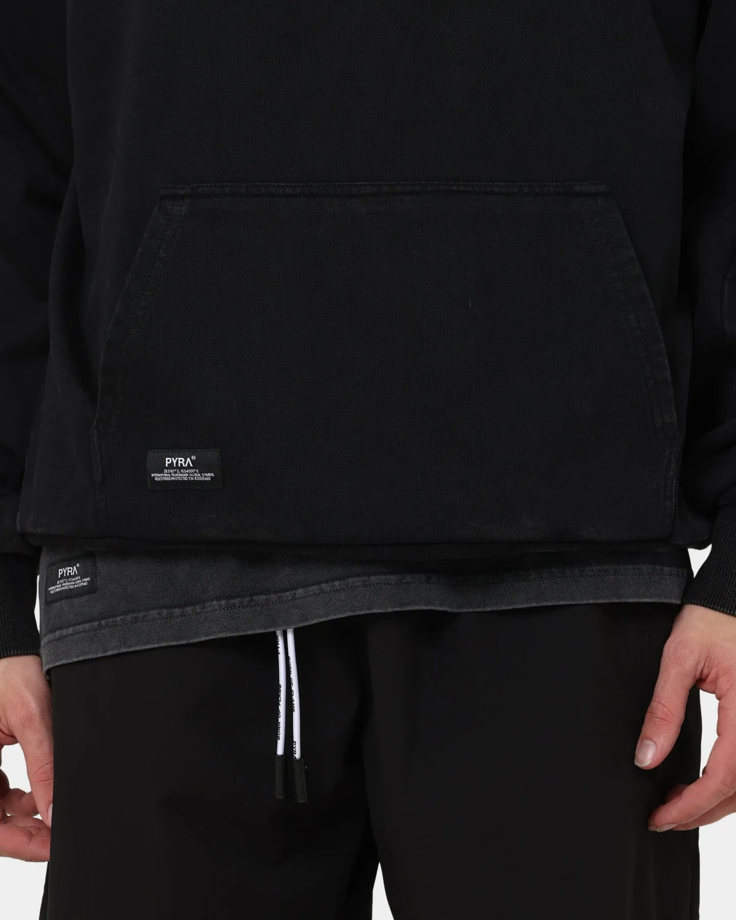 Dual Layer Fabric Double Layered Edging PYRA Old Town Vintage Hoodie Vintage Black