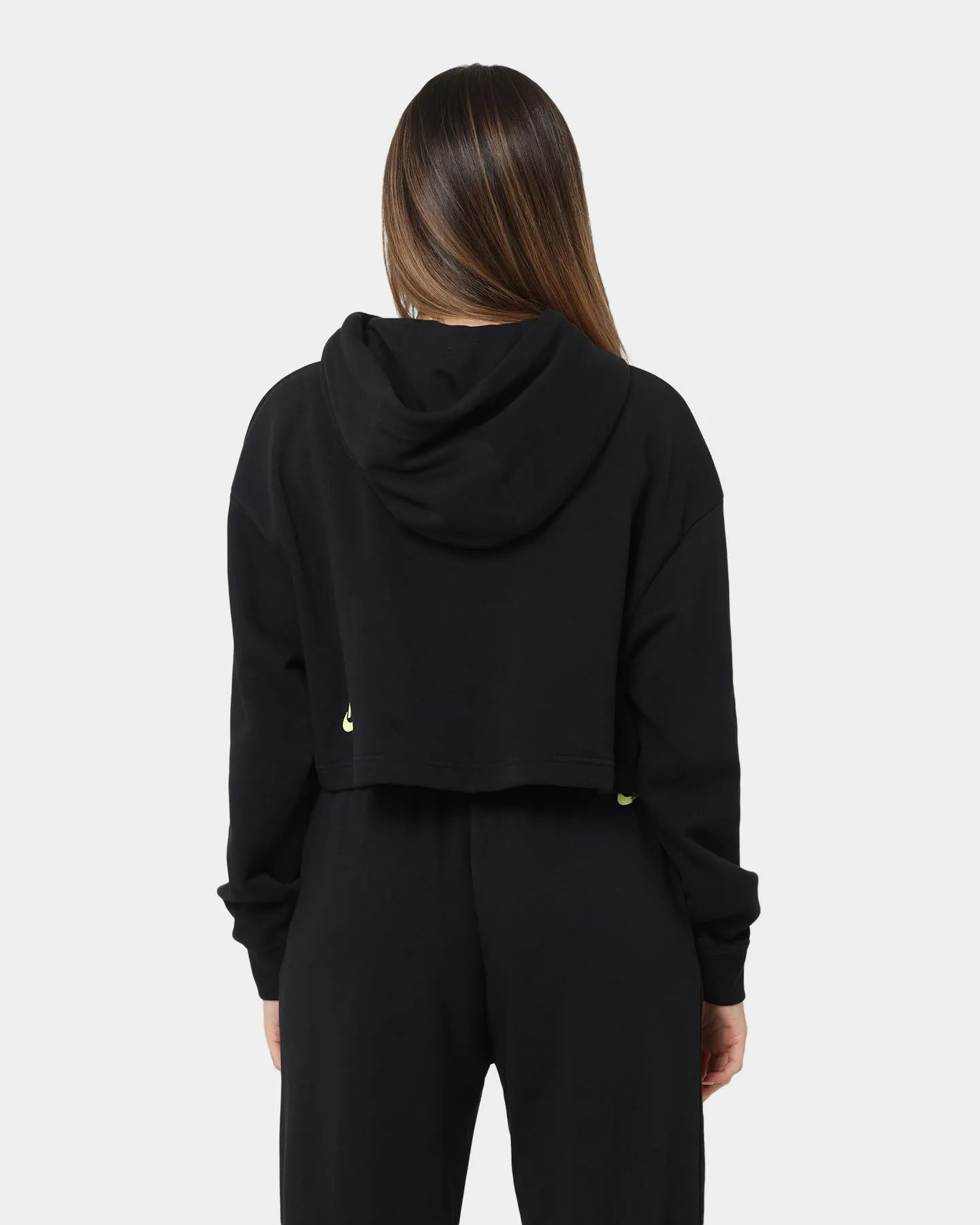 Nike Women's Nike Sportswear Cropped Fleece Dance Hoodie Black Soft Touch Interior Everyday Jacket