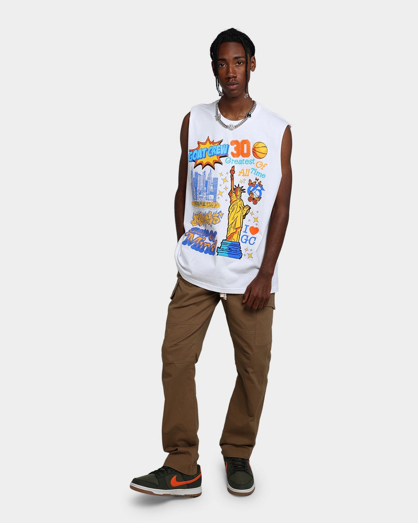 Fresh Style Trend Goat Crew State Of Mind Muscle T-Shirt White