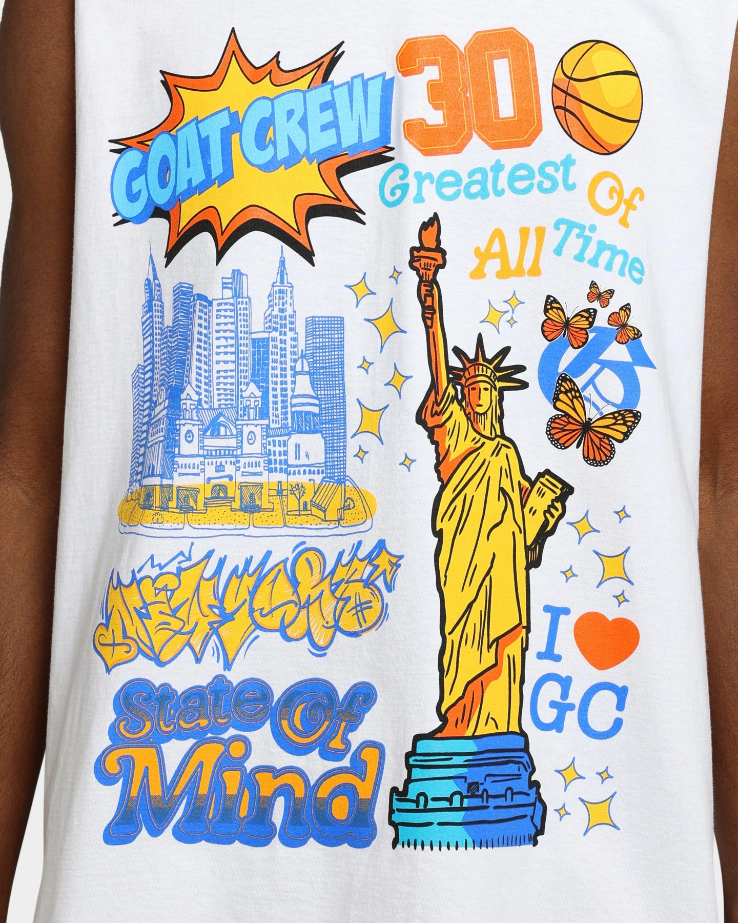 Trendy Piece Goat Crew State Of Mind Muscle T-Shirt White