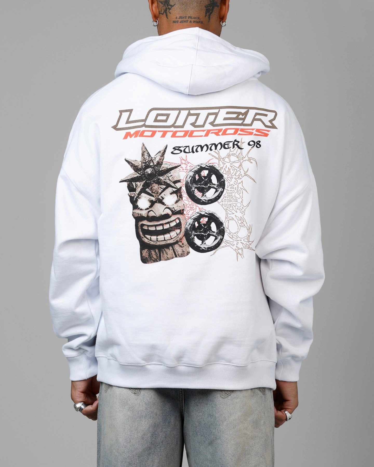 Loiter Summer Motocross Premium Hoodie White Bonded Seam Technology Inspire